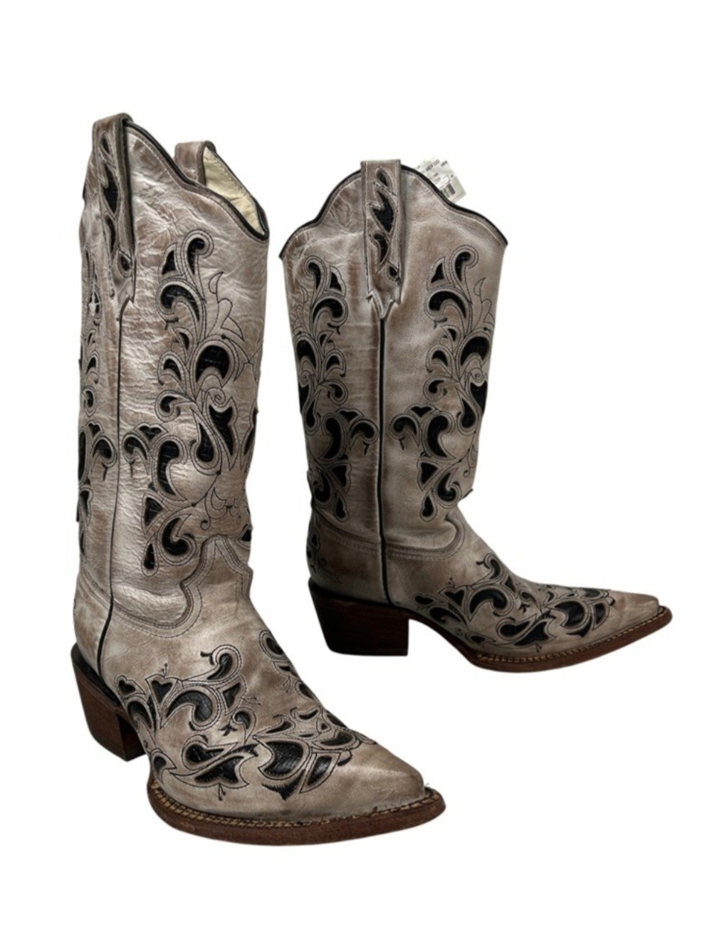J.B. Dillon Gray and Black Embroidered Western Boots